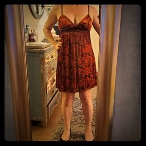 Brown/burnt orange babydoll dress -size small